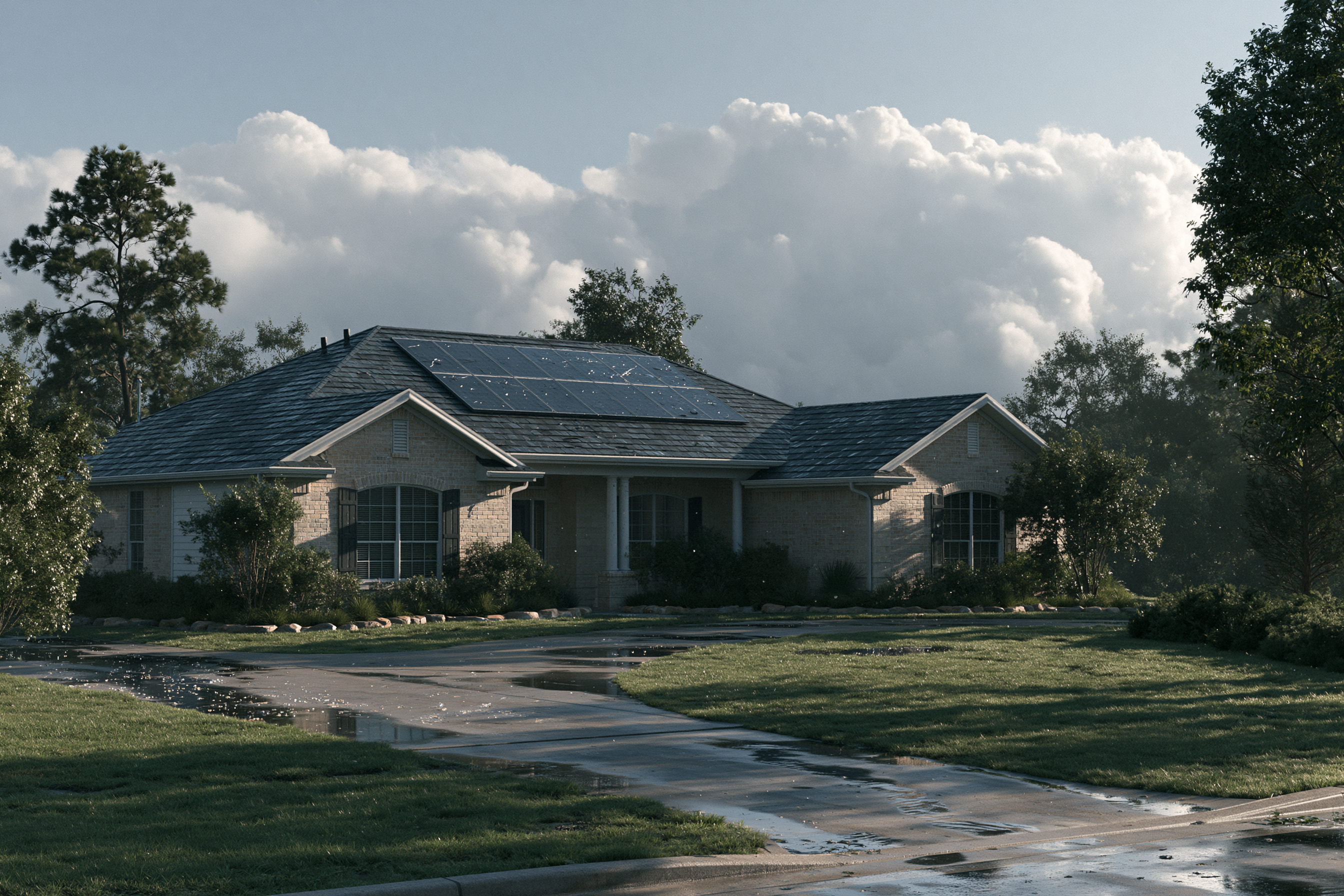 Hail Damaged Solar Panels and Roof